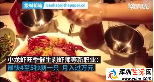 小龙虾剥虾师月入过万 4纸5秒剥一只